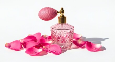 Pink Perfume Bottle with Petals