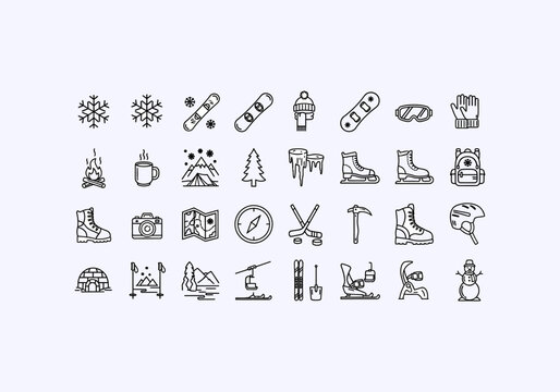 Vector Ilustration Design Winter Sports Icons and Symbols.