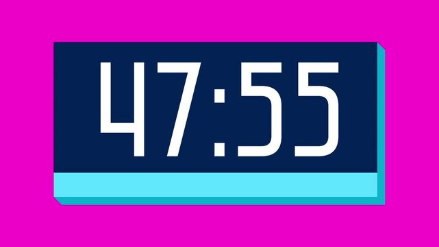 Countdown timer from 48 minute to 47 minute on pink background suitable for presentations, productivity, educational content, and more