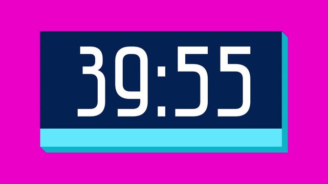 Countdown timer from 40 minute to 39 minute on pink background suitable for presentations, productivity, educational content, and more