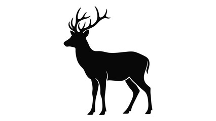 Obraz premium Majestic deer with large antlers standing in a natural setting isolated on white background, Vector