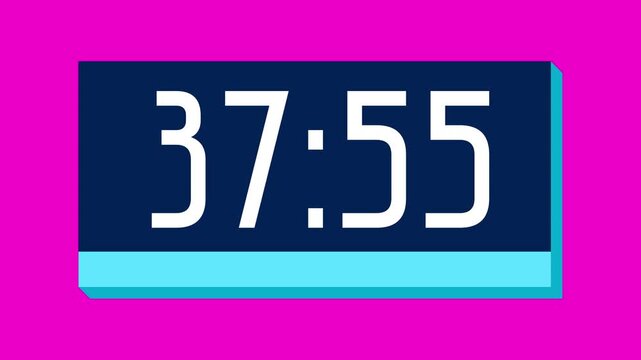 Countdown timer from 38 minute to 37 minute on pink background suitable for presentations, productivity, educational content, and more