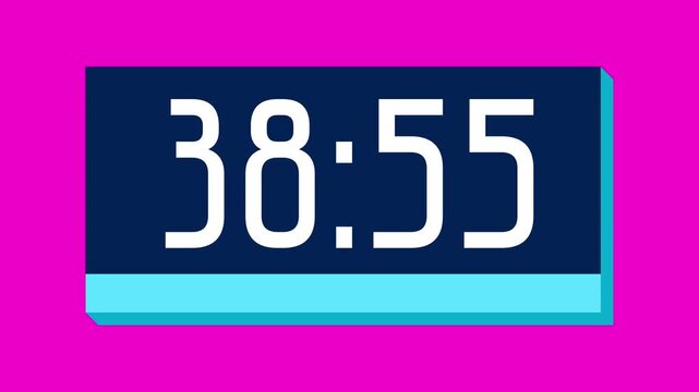 Countdown timer from 39 minute to 38 minute on pink background suitable for presentations, productivity, educational content, and more