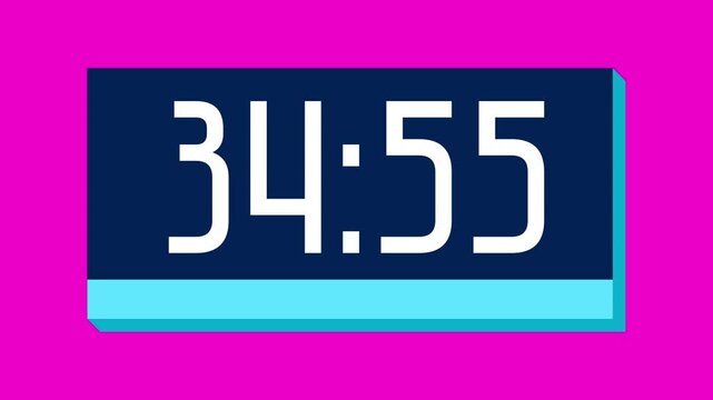 Countdown timer from 35 minute to 34 minute on pink background suitable for presentations, productivity, educational content, and more