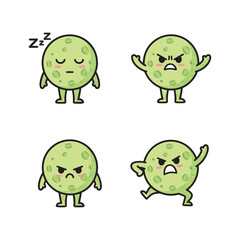 Cartoon germs with different emotions and reactions on white background