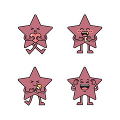 Cartoon star characters expressing different emotions and actions in a minimalist style
