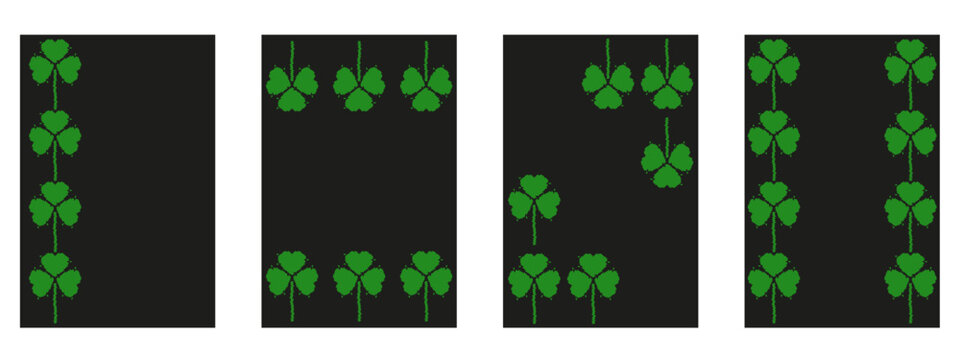 Set vector poster with Glitch effect trefoil clover empty Frame. Perfect for modern Saint Patrick's Day blank Frame card collection. Nature Frame for  holiday poster set. EPS 10