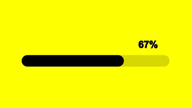 Simple loading bar animation. Loading Bar Animation progress animation isolated on a yellow background