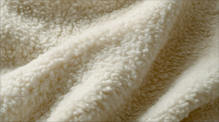 Soft folds of creamy white sherpa fabric texture graphic