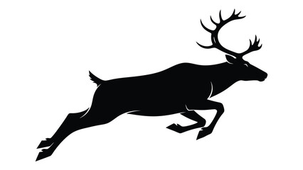 A silhouette of a reindeer in mid-stride, showcasing its graceful and powerful movement. isolated on white background, Vector © SILHUETTECHEMBER