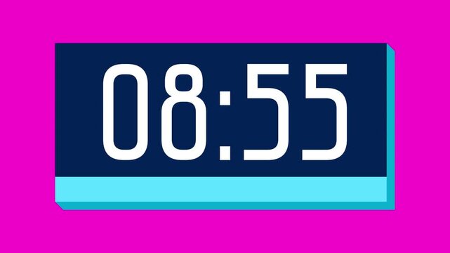 Countdown timer from 9 minute to 8 minute on pink background suitable for presentations, productivity, educational content, and more