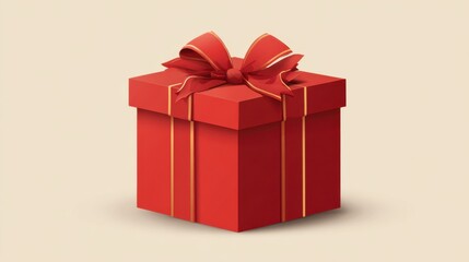 Obraz premium Red box with a red ribbon on top. The box is empty