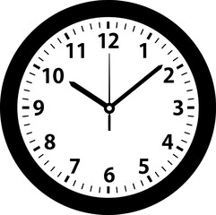 Wall Clock Icon Vector, Black Analog Wall Clock with Numbers Vector Illustration Isolated on White Background, wall clock vector icon on white background