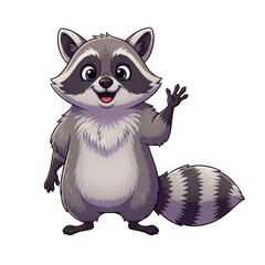 Obraz premium Greeting raccoon isolated on transparent background