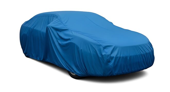 A blue car cover on a vehicle