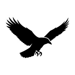Obraz premium Black Bird Silhouette Flying with Talons.