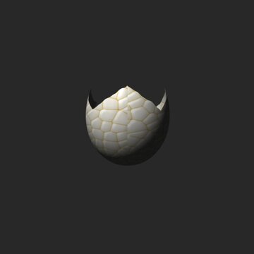 Cracked Easter egg shell with gold mosaic pattern. Seamless rotation loop animation. Isolated on transparent background with alpha channel. Suitable for ads, social media, UI and holiday promo content