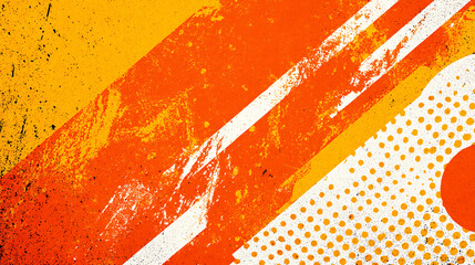 Textured Orange Yellow Abstract with Halftone Dots and Splatters