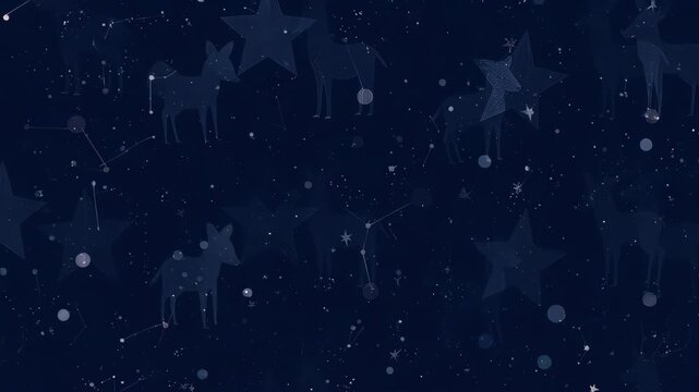 Reindeer and Stars Night Sky Pattern Animation.