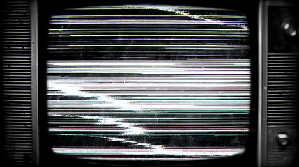 Vintage Television with Horizontal Static Lines retro