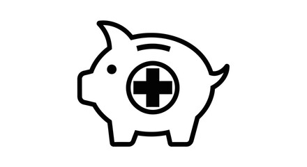 Obraz premium A piggy bank with a medical cross symbol, representing health savings or medical funds.
