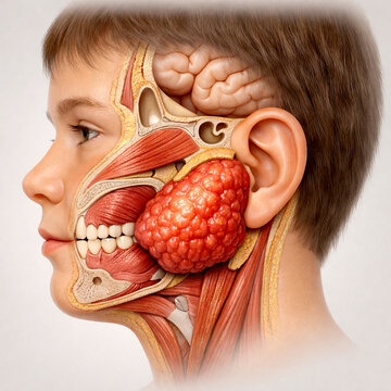 Mumps Infection Cutaway Anatomy of Parotid Gland 3D Medical Illustration
