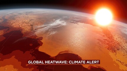 Sky with bright sun and extreme global climate concept. Visual representation of a global heatwave and climate alert.