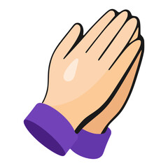 hand praying gesture hope religious flat color vector illustration template design
