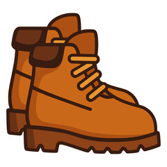 hiking shoes safety equipment outdoor activity flat color vector illustration template design