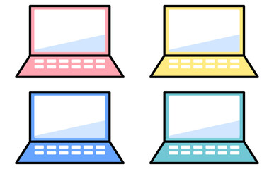 Webサービス説明や業務DX資料に使いやすい画面が空白のノートパソコンイラスト