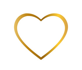 golden heart outline on a white background, icon, isolate, illustration,
