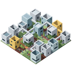 3D Rendering of Modern Housing Complex.