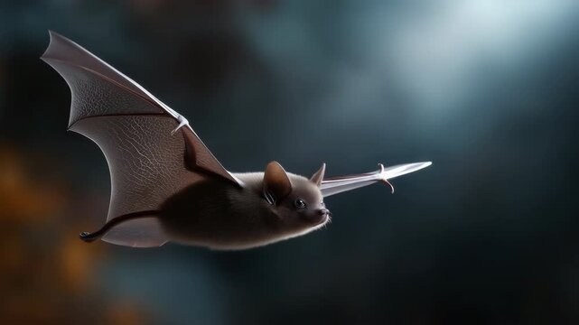 Graceful bat in flight under moonlit sky