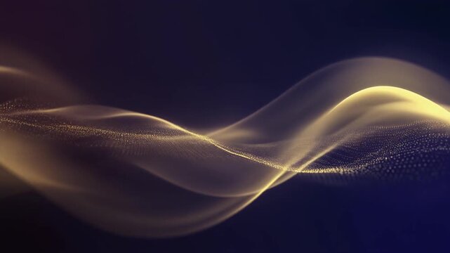 Abstract Luxury Motion Background Featuring Elegant Golden Particle Waves and Smooth Flowing Luminous Sand Curves