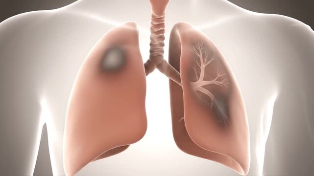 pulmonary tuberculosis infection in human lungs illustration