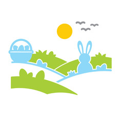 Fototapeta premium Easter Bunny Silhouette with Easter Eggs.