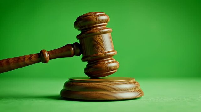 Judicial Gavel Strike In Courtroom Setting Video Footage.