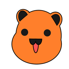 Baby bear head character animation featuring a cute expression and adorable cartoon illustration style. Soft brown tones with simple, friendly facial details, perfect for kids content, stickers