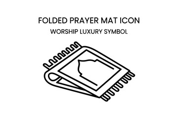  Folded Prayer Mat Icon on Black Background.eps