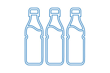 Set of Three Zamzam Water Bottles Blue Line Art Vector