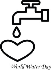 World Water Day faucet dripping water into heart