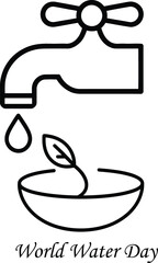 World Water Day faucet dripping water into bowl with leaf  conservation concept
