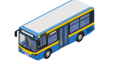 Fototapeta premium Blue City Bus Illustration with Yellow Stripes.