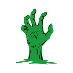 Obraz premium Green Zombie Hand Emerging from Ground.