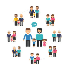 Fototapeta premium Diverse family groups and generations forming a connected network