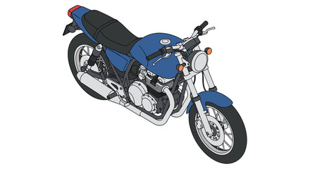 Obraz premium Blue Motorcycle Illustration with Chrome Accents.