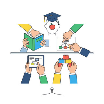 Hands engaged in learning, problem solving, and idea generation