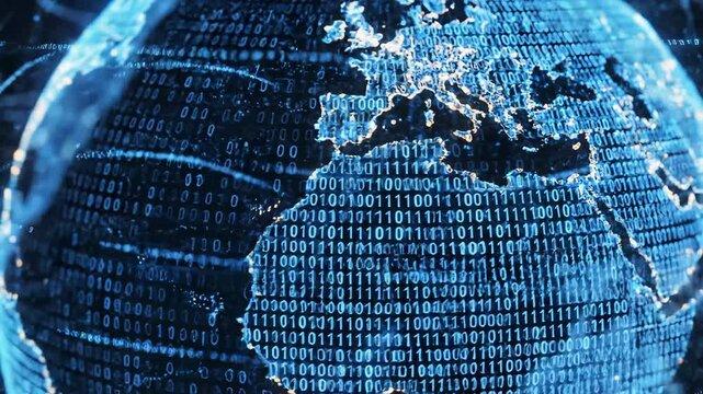 Digital globe with binary code