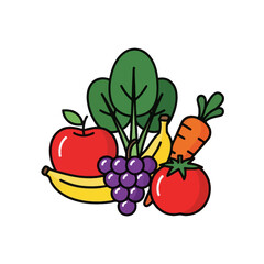 Vibrant fresh produce assortment for healthy eating and diet