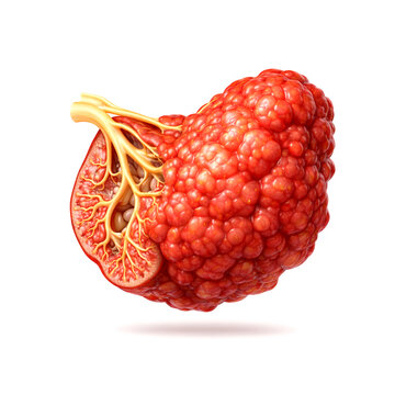 Inflamed Parotid Salivary Gland Cutaway  3D Medical Illustration